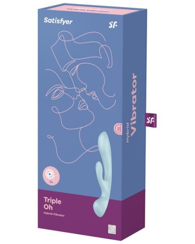 Вібратор-кролик Satisfyer Triple Oh Blue - Фото №4