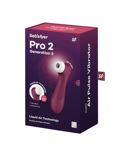 Вакуумный клиторальный стимулятор Satisfyer Pro 2 Generation 3 with Liquid Air Wine Red - Фото №6