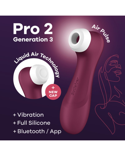 Вакуумний кліторальний стимулятор Satisfyer Pro 2 Generation 3 with Liquid Air Connect App Wіnе Red - Фото №2