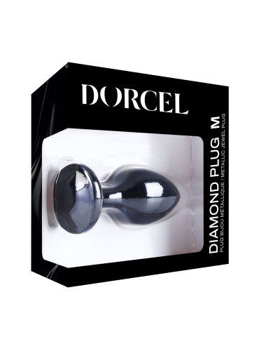 Металлическая анальная пробка с кристаллом Dorcel Diamond Plug Black M - Фото №7