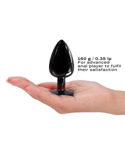 Металлическая анальная пробка с кристаллом Dorcel Diamond Plug Black L - Фото №3