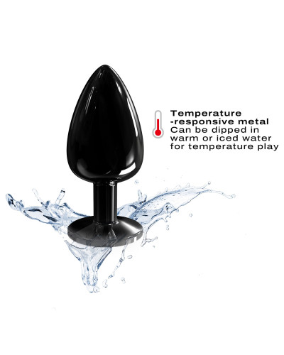 Металлическая анальная пробка с кристаллом Dorcel Diamond Plug Black L - Фото №4