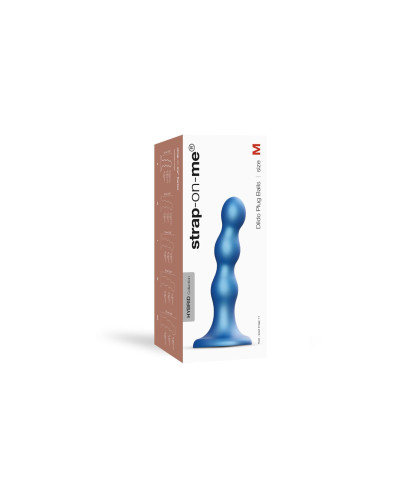 Насадка для страпона Strap-On-Me Dildo Plug Balls Blue Metallic M - Фото №4