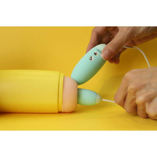 Вакуумный стимулятор с виброяйцом 2-в-1 KISTOY Miss VV Cyan