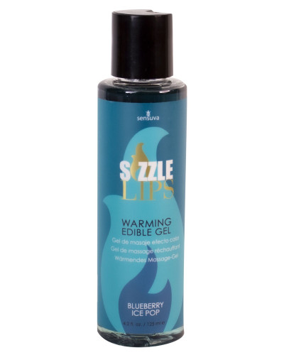 Зігрівальний масажний гель Sensuva Sizzle Lips Blueberry Ice Pop (125 мл), без цукру, їстівний - Фото №1