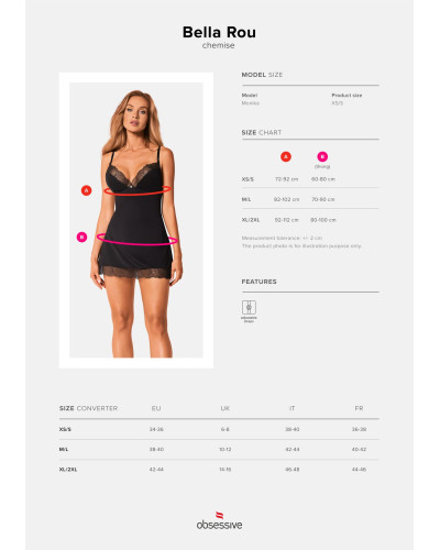 Сорочка и трусики Obsessive Bella Rou chemise & thong XL/2XL - Фото №5