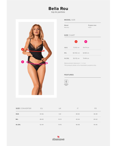 (SALE) Топ та трусики Obsessive Bella Rou top & panties XS/S, топ, трусики - Фото №5