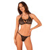 Напівпрозорий комплект Obsessive Celia Noir 2-pcs set XS/S, бюстгальтер, стрінги - Фото №1