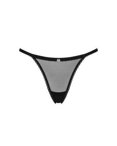 Прозрачные стринги с кружевом Obsessive Celia Noir thong M/L - Фото №5