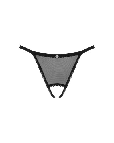 Прозрачные стринги с доступом Obsessive Celia Noir crotchless thong XL/2XL - Фото №5