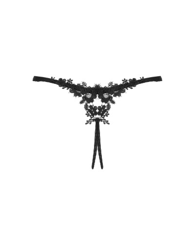 Прозрачные стринги с доступом Obsessive Celia Noir crotchless thong XL/2XL - Фото №6