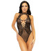 Leg Avenue Net and lace halter bodysuit OS Black - Фото №3
