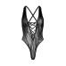 Мереживне боді Leg Avenue Floral lace thong teddy Black, шнурівка на грудях, one size - Фото №4