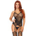 Эротический бодистокинг Leg Avenue Jacquard net Black, имитация чулок, открытый доступ, one size - Фото №1