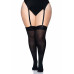 Плотные непрозрачные чулки Leg Avenue Nylon Thigh Highs Black, plus size - Фото №4