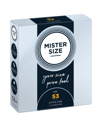 Презервативи Mister Size - pure feel - 53 (3 condoms), товщина 0,05 мм - Фото №1