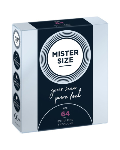 Презервативи Mister Size - pure feel - 64 (3 condoms), товщина 0,05 мм - Фото №1