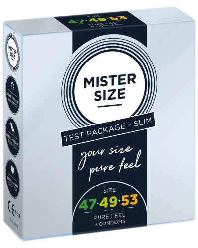 Набор презервативов Mister Size - pure feel - 47–49–53 (3 condoms), 3 размера, толщина 0,05 мм - Фото №1