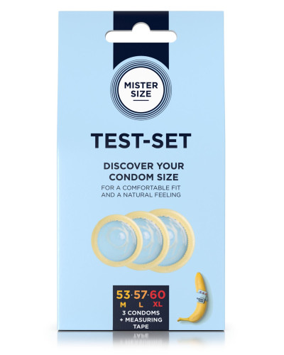 Набір презервативів Mister Size test-set 53–57–60, 3 розміри + лінійка, товщина 0,05 мм - Фото №1