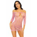 Платье-сетка с сердечками Leg Avenue Heart net mini dress Pink, завязки, открытые плечи, one size - Фото №1