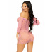 Платье-сетка с сердечками Leg Avenue Heart net mini dress Pink, завязки, открытые плечи, one size - Фото №2