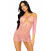 Платье-сетка с сердечками Leg Avenue Heart net mini dress Pink, завязки, открытые плечи, one size - Фото №4