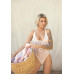 Мереживне боді Leg Avenue Floral lace thong teddy White, шнурівка на грудях, one size - Фото №4
