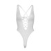 Мереживне боді Leg Avenue Floral lace thong teddy White, шнурівка на грудях, one size - Фото №8