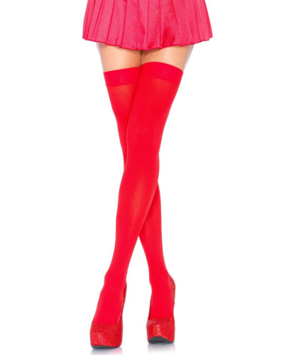 Плотные непрозрачные чулки Leg Avenue Opaque Nylon Thigh Highs Red, one size - Фото №1