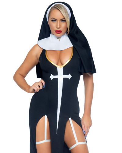Костюм монашки-грішниці Leg Avenue Sultry Sinner S, сукня, головний убір, комір - Фото №1