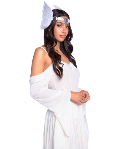 Повязка на голову с крыльями Leg Avenue Feather headband White, перья и натуральная кожа - Фото №3