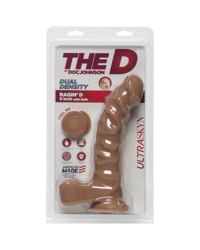 Фалоімітатор Doc Johnson The D - Ragin D - 9 Inch With Balls - ULTRASKYN - Caramel, діаметр 5,1 см - Фото №2