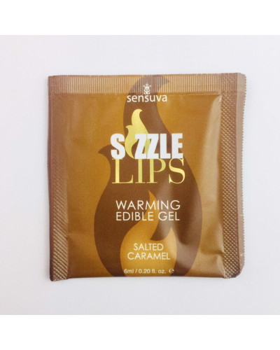 Пробник масажного гелю Sensuva - Sizzle Lips Salted Caramel (6 мл) - Фото №1