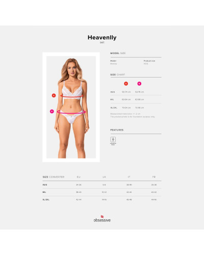 Еротичний комплект Obsessive Heavenlly 2-pcs set XS/S, бюстгальтер і танга - Фото №5