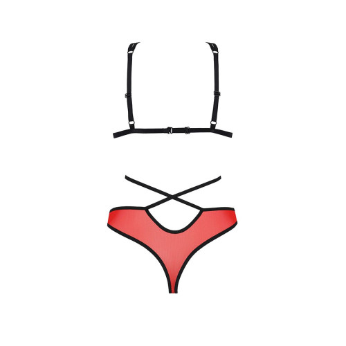 Комплект белья Passion PEONIA SET XXL/XXXL red, бра, трусики