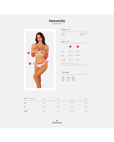 Эротический комплект Obsessive Heavenlly 2-pcs cupless set M/L, открытая грудь, с доступом - Фото №5