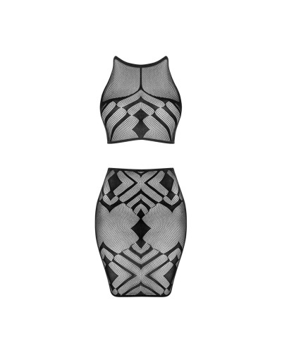 (SALE) Еротичний напівпрозорий комплект Obsessive K101 top & skirt S/M/L, топ, спідниця - Фото №3