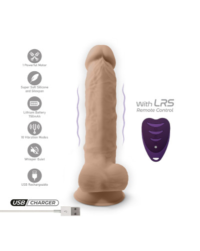 Фаллоимитатор с вибрацией SilexD Vetus Vibro Flesh (MODEL 1 size 8in) + LRS, двухслойный, диам.4,2см - Фото №7