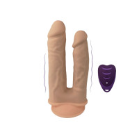 Подвійний фалоімітатор з вібрацією SilexD Double Gusto Vibro Flesh (Model 1 size 8" & 7") + LRS, діа