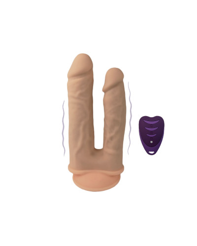 Подвійний фалоімітатор з вібрацією SilexD Double Gusto Vibro Flesh (Model 1 size 8" & 7") + LRS, діа - Фото №1