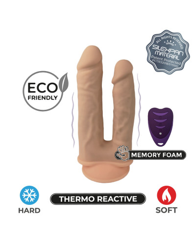 Подвійний фалоімітатор з вібрацією SilexD Double Gusto Vibro Flesh (Model 1 size 8" & 7") + LRS, діа - Фото №5