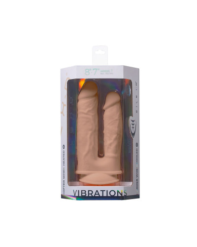 Подвійний фалоімітатор з вібрацією SilexD Double Gusto Vibro Flesh (Model 1 size 8" & 7") + LRS, діа - Фото №6
