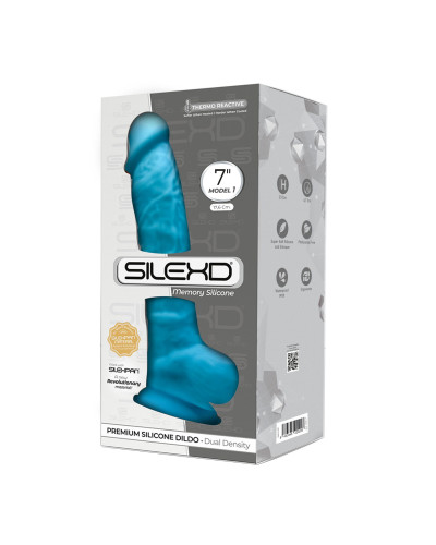 Фалоімітатор SilexD Johnny Blue (MODEL 1 size 7in), двошаровий, силікон+Silexpan, діаметр 3,8 см - Фото №2