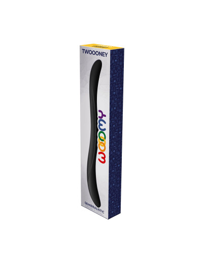 Двойной фаллоимитатор Wooomy Twoooney Semirealistic Double Dong Black, диаметр 3 и 3,8 см - Фото №2