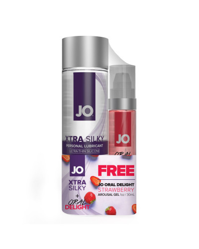 Комплект JO GWP - Xtra Silky Silicone (120 мл) & Oral Delight - Strawberry (30 мл) - Фото №1