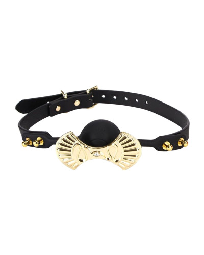 Розкішний силіконовий кляп Zalo Silicone Ball Gag Black, кристал Swarovski, шкіряний ремінець - Фото №1