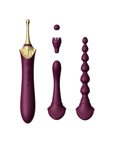 Мультифункциональный вибратор Zalo — Bess 2 Velvet Purple, 4 насадки, подогрев - Фото №1