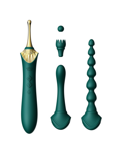 Мультифункциональный вибратор Zalo — Bess 2 Turquoise Green, 4 насадки, подогрев - Фото №1