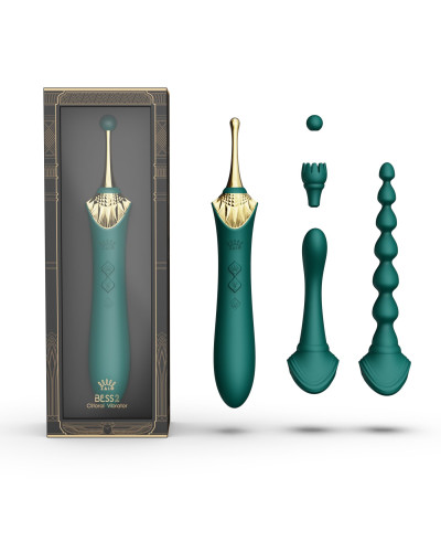 Мультифункциональный вибратор Zalo — Bess 2 Turquoise Green, 4 насадки, подогрев - Фото №2