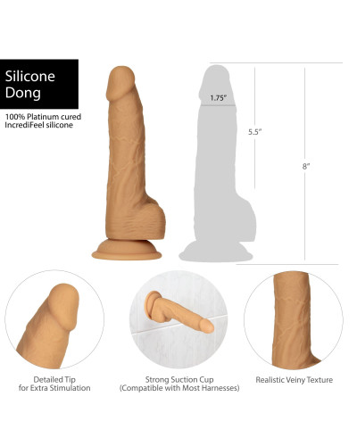 Фалоімітатор ADDICTION Dual Density Silicone Dildo Caramel 8″, присоска, діаметр 4,3 см, віброкуля в - Фото №7